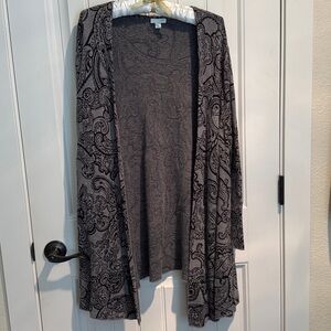 J. Jill Gray and Black Patterned Cardigan